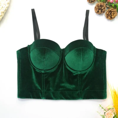 Sexy femmes velours jarretelle Shapewear vert couleur unie 9 couleur à armatures coussin de poitrine sous-vêtements vêtements chauds bustier tubulaire