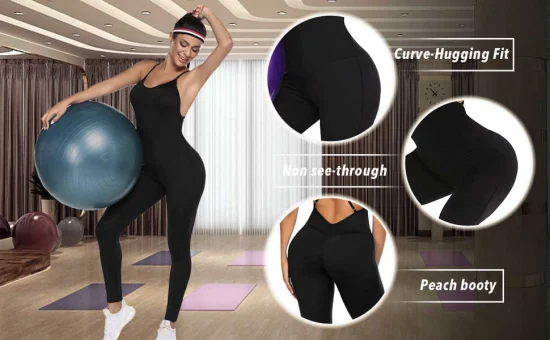 Vêtements gainants côtelés à manches longues, contrôle du ventre, body de yoga, sans couture, une pièce, moulante, athlétique, pour femmes